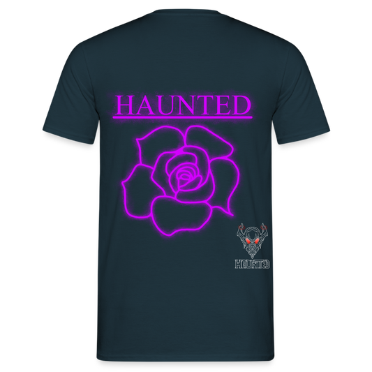 Men T-Shirt Pink Neon Rose - Navy