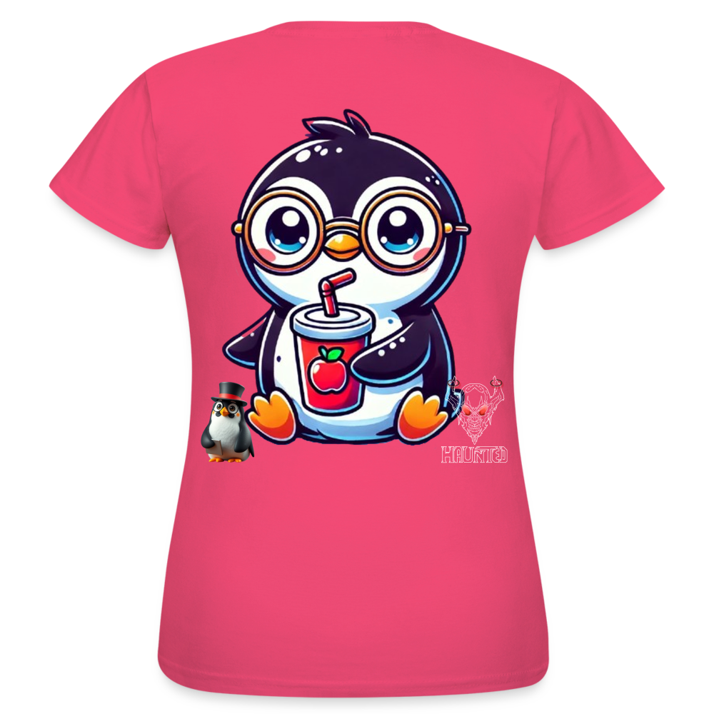 Women T-Shirt KasPenguin with Drink - Azalea