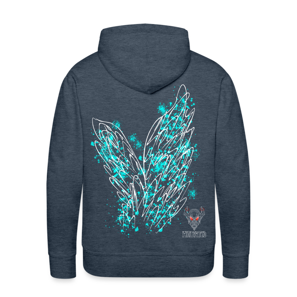 Men Hoodie Aqua Wings - Jeansblau