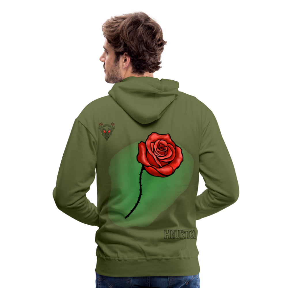 Man Hoodie Rose on Green 1 - Olivgrün