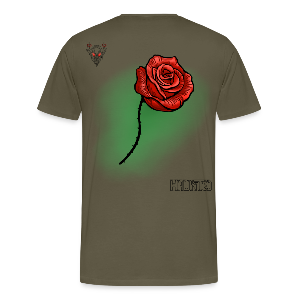 Man T-Shirt Rose on Green 2 - Khaki