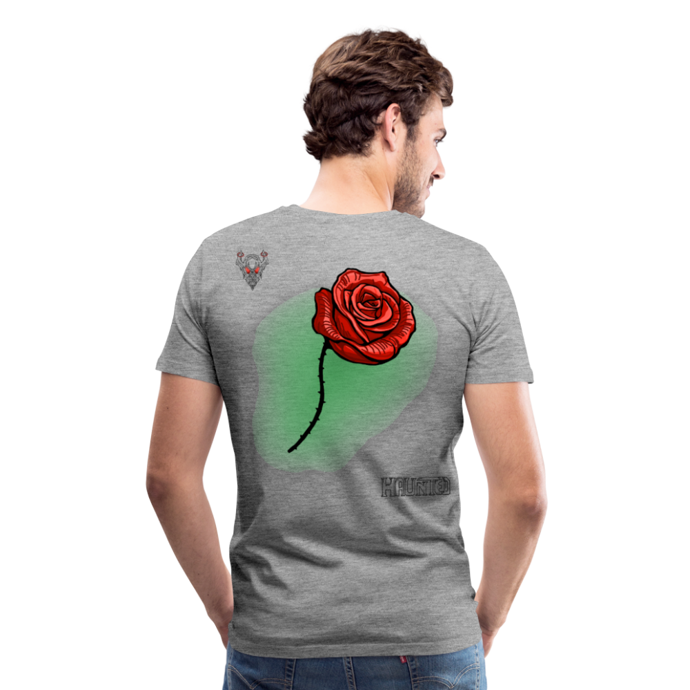 Man T-Shirt Rose on Green 3 - Grau meliert