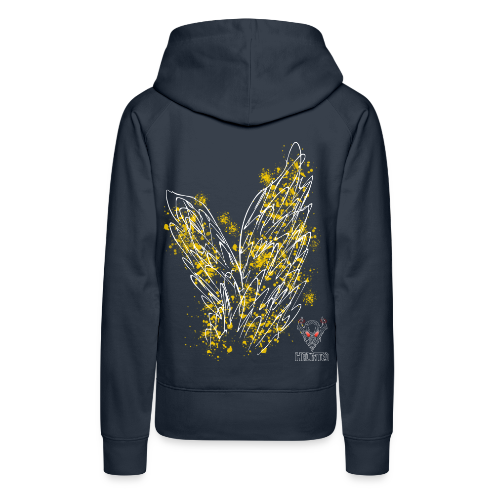 Women Hoodie Yellow Wings - Navy