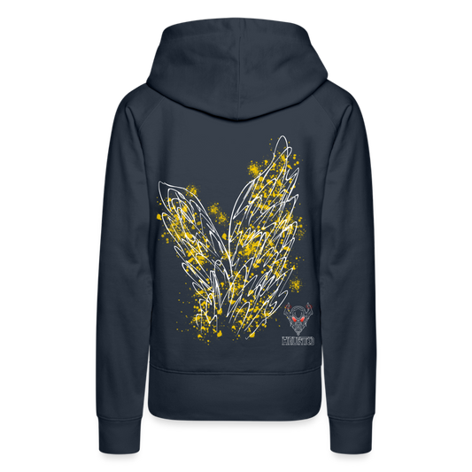 Women Hoodie Yellow Wings - Navy