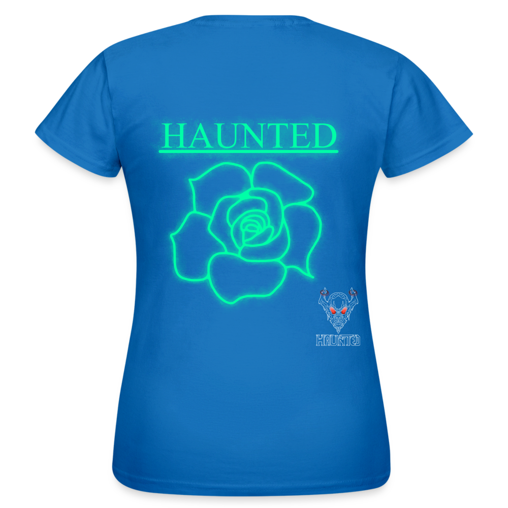 Women T-Shirt Turquoise Neon Rose - Royalblau