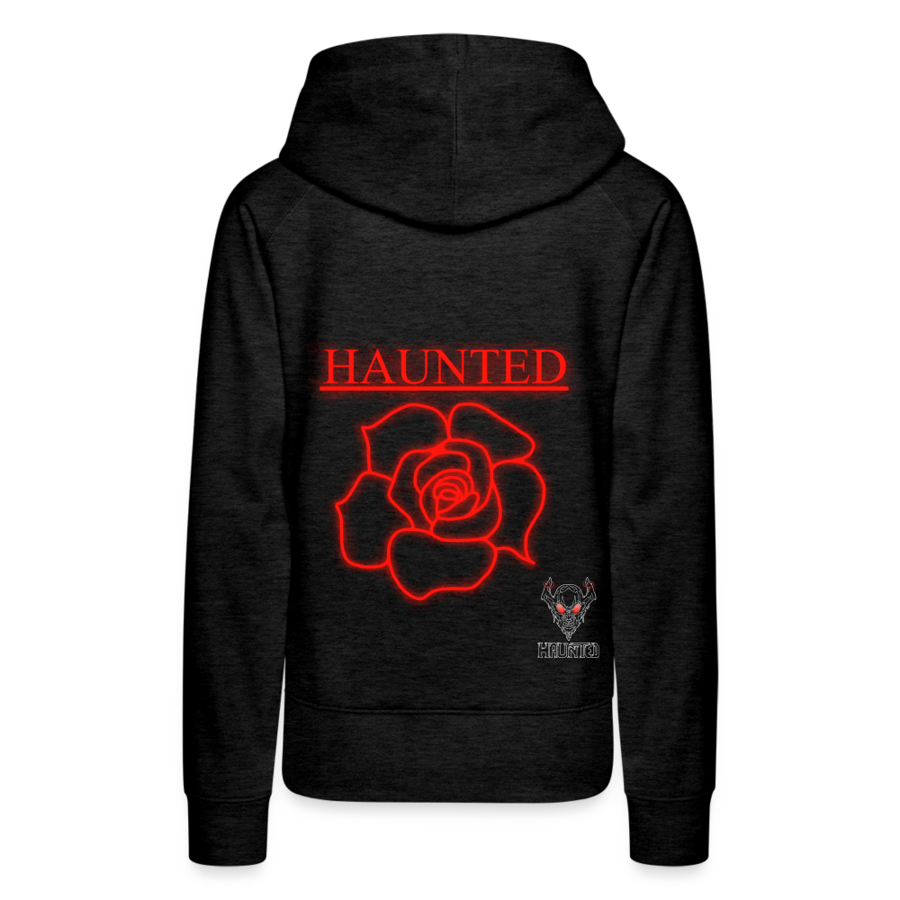 Women Hoodie Red Neon Rose - Anthrazit