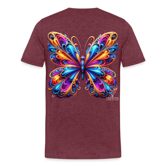 Men T-Shirt Vibrant Butterfly Elegance - Bordeauxrot meliert