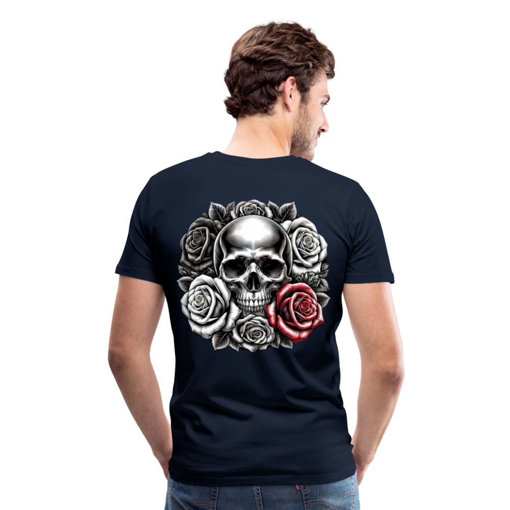 Men T-Shirt Skull Roses - Navy