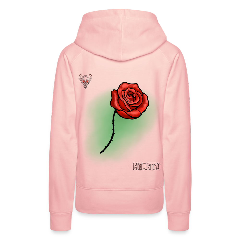 Woman Hoodie Rose on Green 1 - Kristallrosa