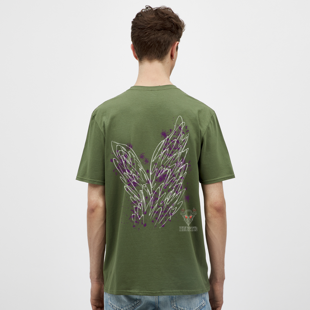 Men T-Shirt Purple Wings - Militärgrün