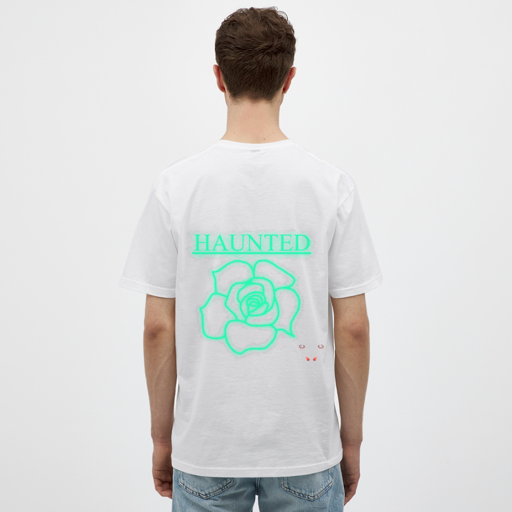 Men T-Shirt Turquoise Neon Rose - Weiß