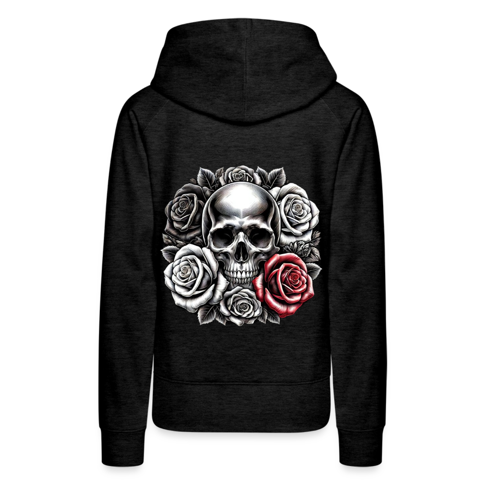 Women Hoodie Skull Roses - Anthrazit