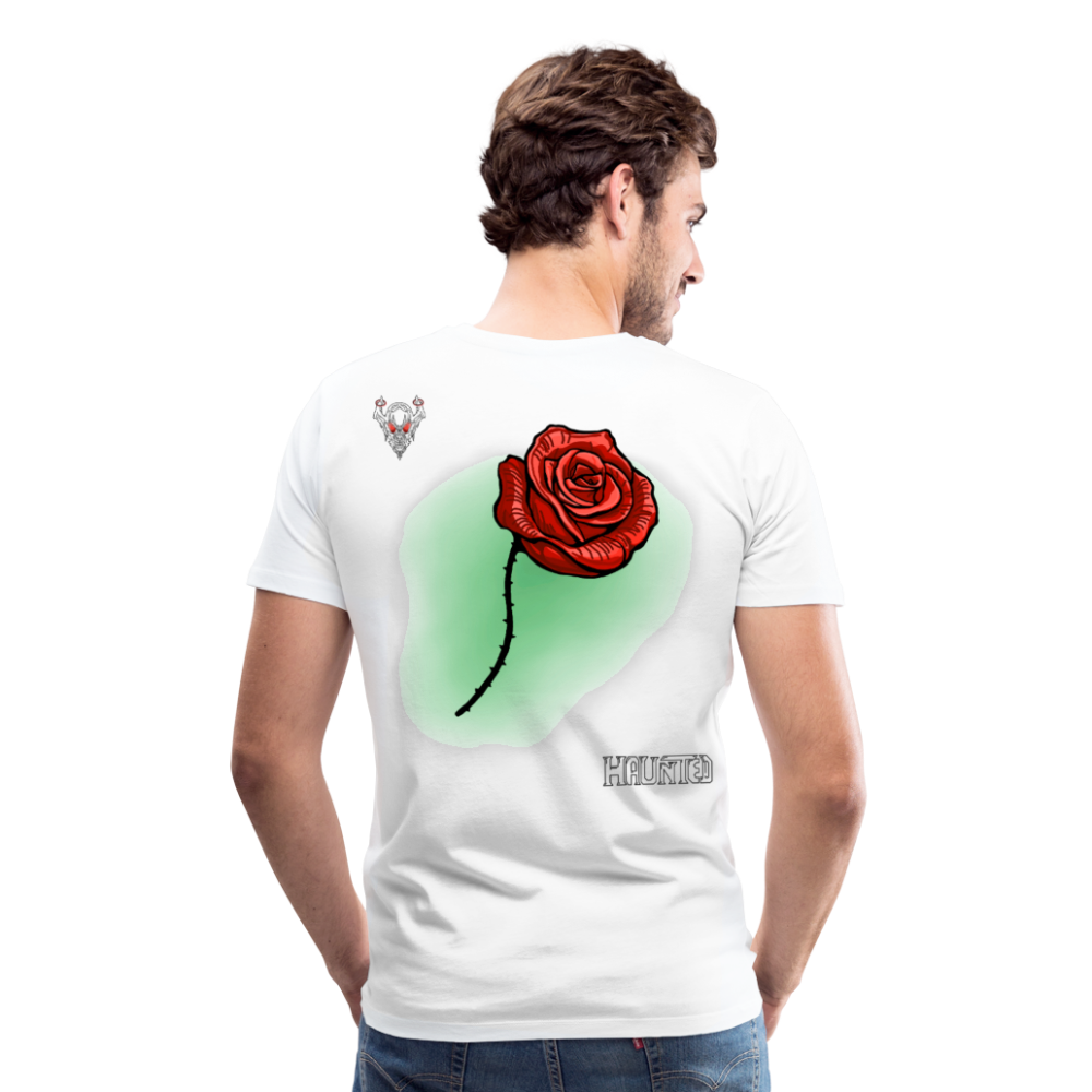 Man T-Shirt Rose on Green 3 - Weiß