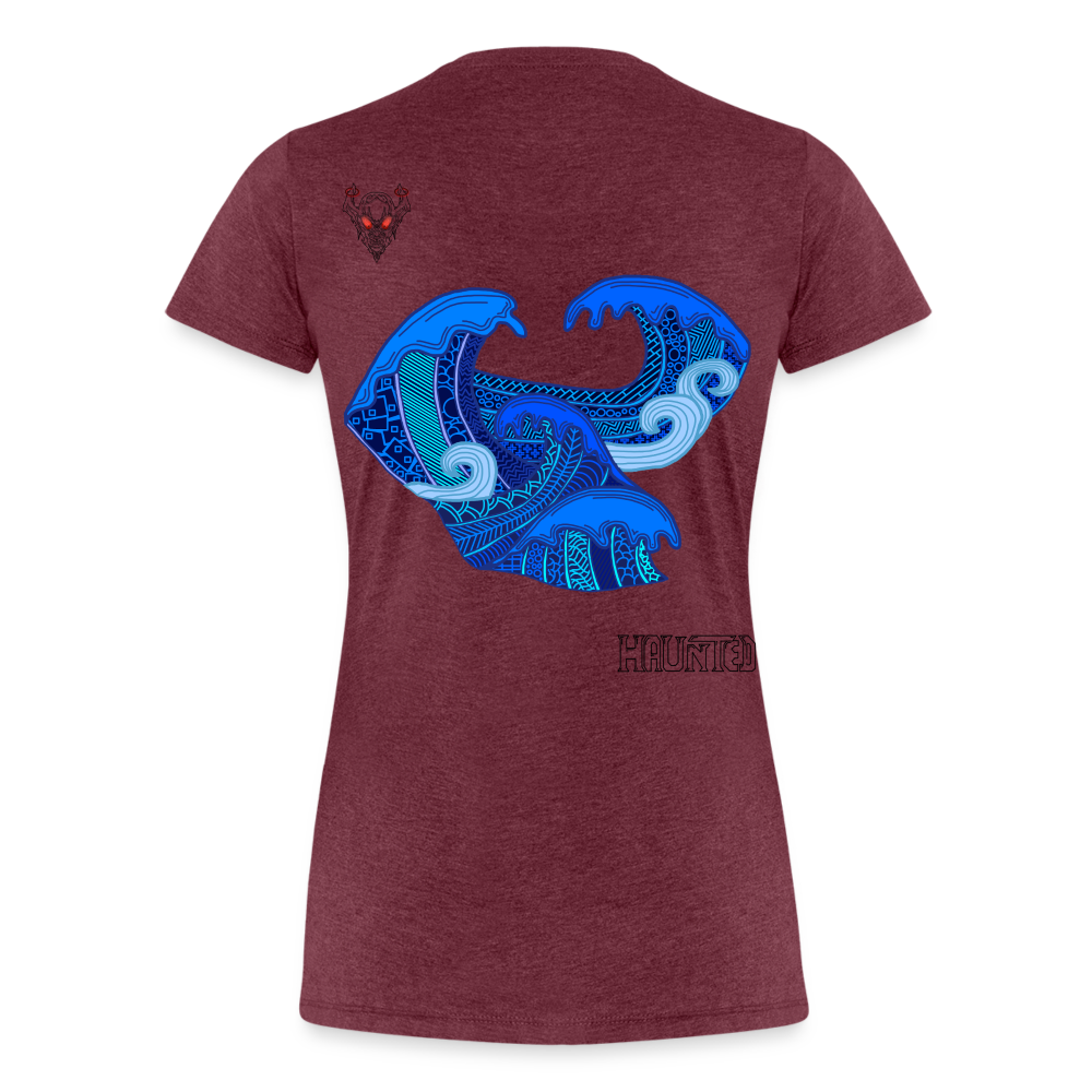 Woman T-Shirt Waves Dark - Bordeauxrot meliert