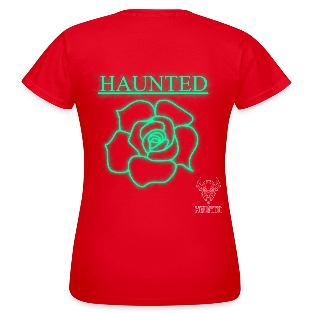 Women T-Shirt Turquoise Neon Rose - Rot
