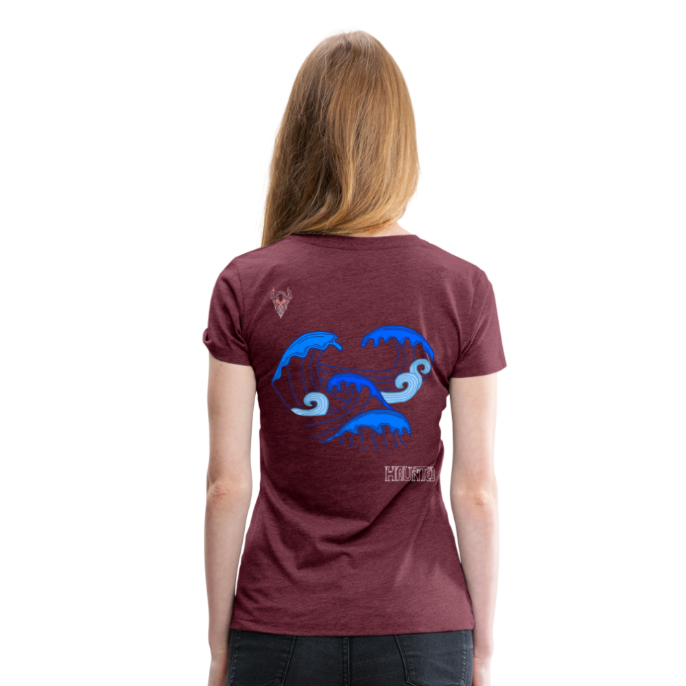 Woman T-Shirt Waves clean Light - Bordeauxrot meliert