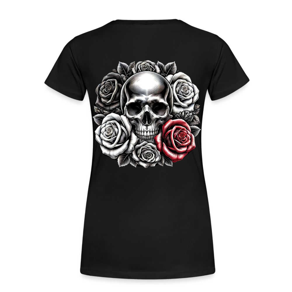 Women T-Shirt Skull Roses - Schwarz