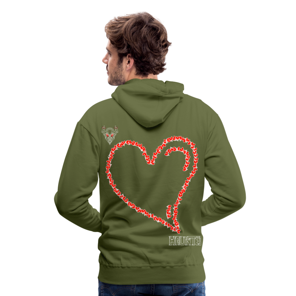 Man Hoodie Hearts Light - Olivgrün