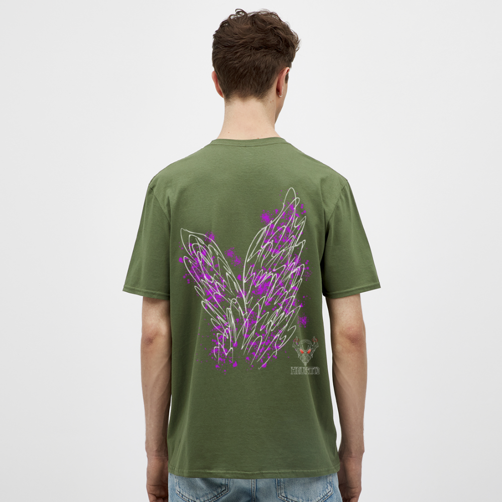 Men T-Shirt Pink Wings - Militärgrün