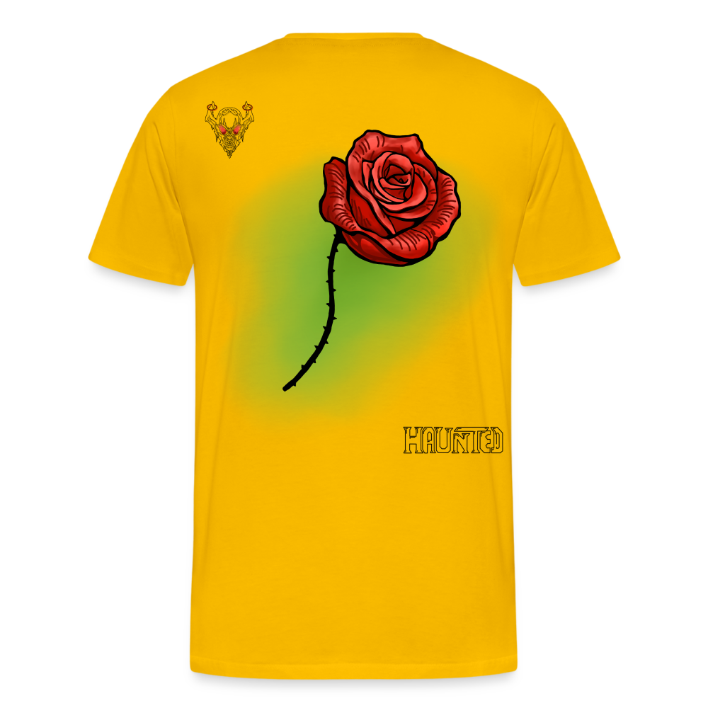 Man T-Shirt Rose on Green 2 - Sonnengelb