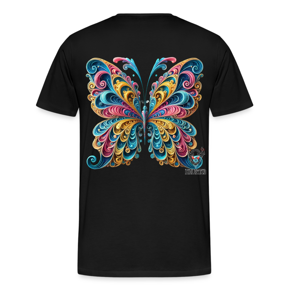 Men T-Shirt Whimsical Butterfly Harmony - Schwarz