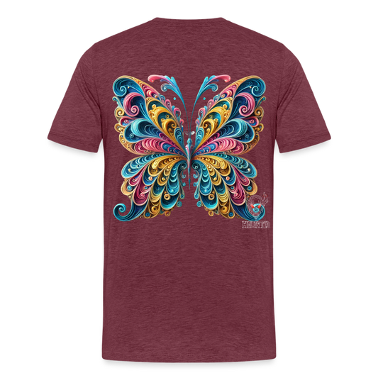 Men T-Shirt Whimsical Butterfly Harmony - Bordeauxrot meliert