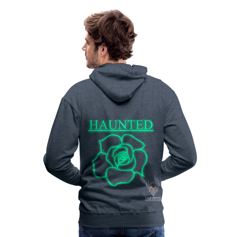 Men Hoodie Turquoise Neon Rose - Jeansblau