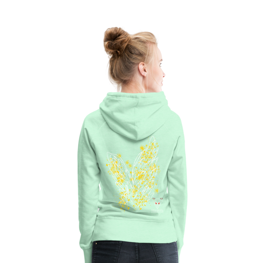 Women Hoodie Yellow Wings - helles Mintgrün