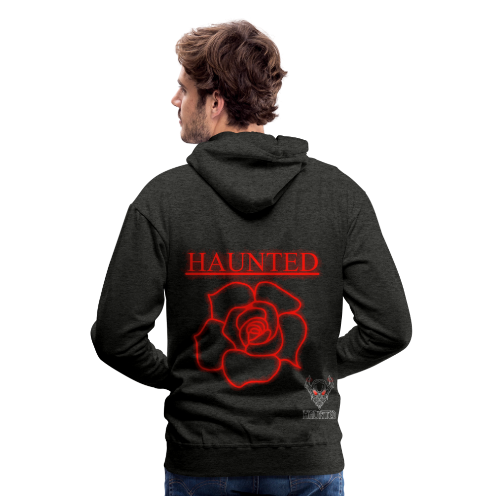 Men Hoodie Red Neon Rose - Anthrazit