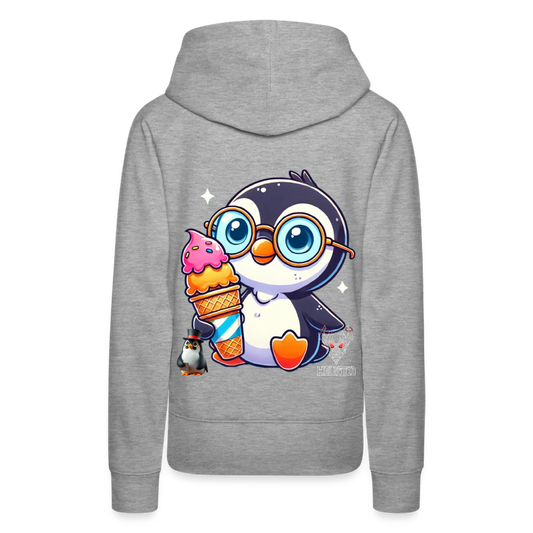 Women Hoodie KasPenguin with Ice - Grau meliert