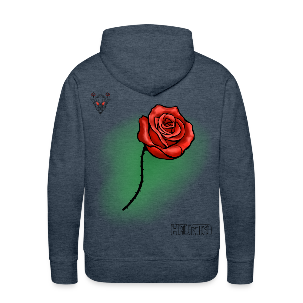 Man Hoodie Rose on Green 1 - Jeansblau