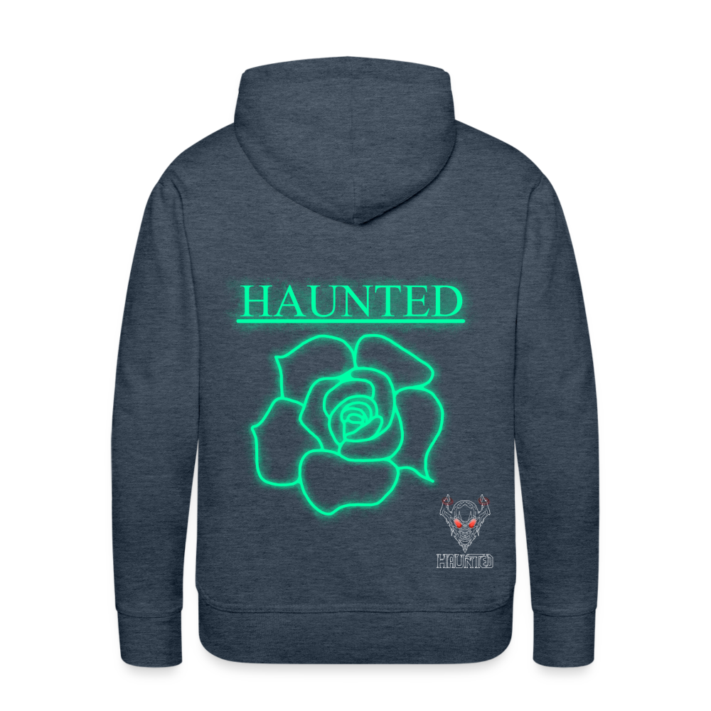 Men Hoodie Turquoise Neon Rose - Jeansblau