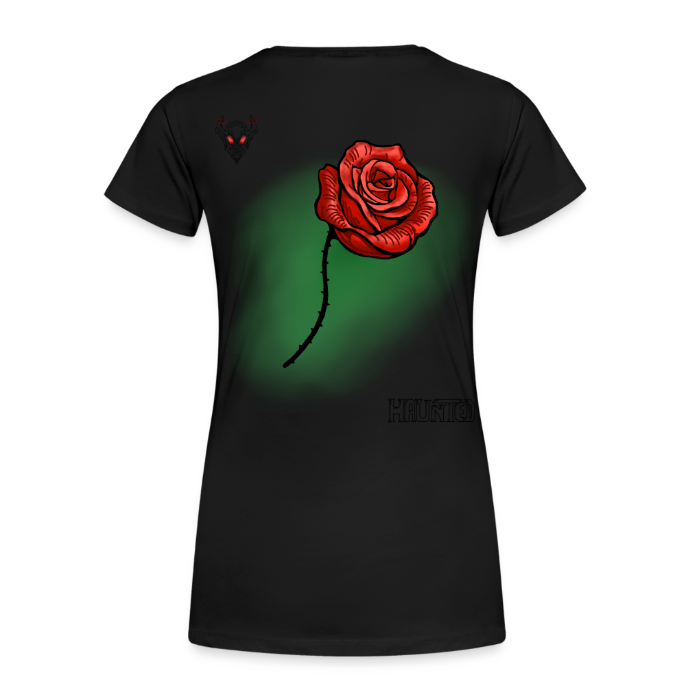 Woman T-Shirt Rose on Green 2 - Schwarz