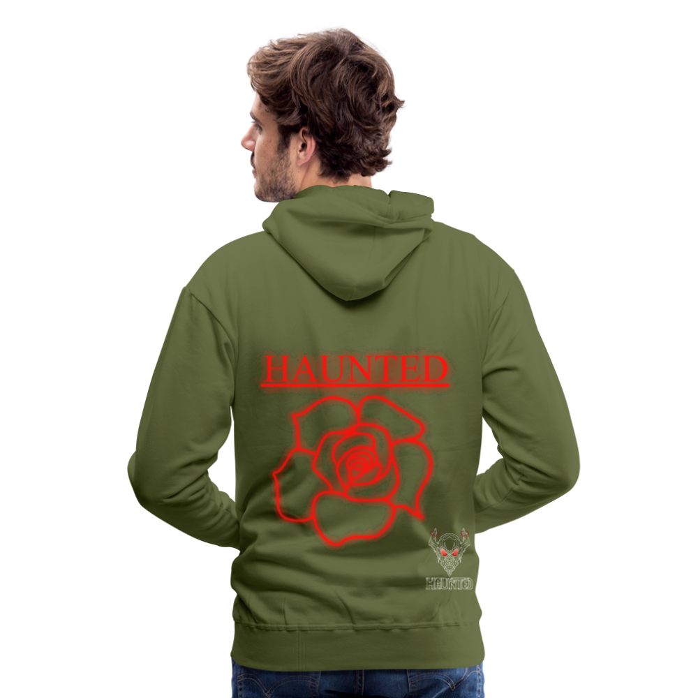 Men Hoodie Red Neon Rose - Olivgrün