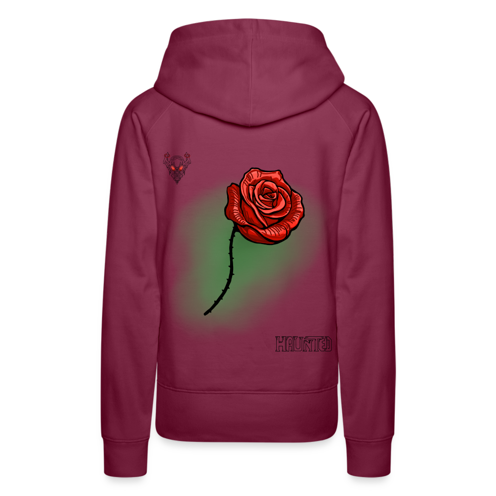 Woman Hoodie Rose on Green 3 - Bordeaux