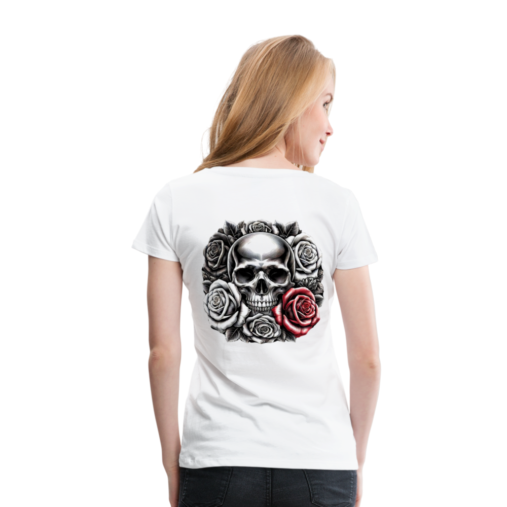Women T-Shirt Skull Roses - Weiß