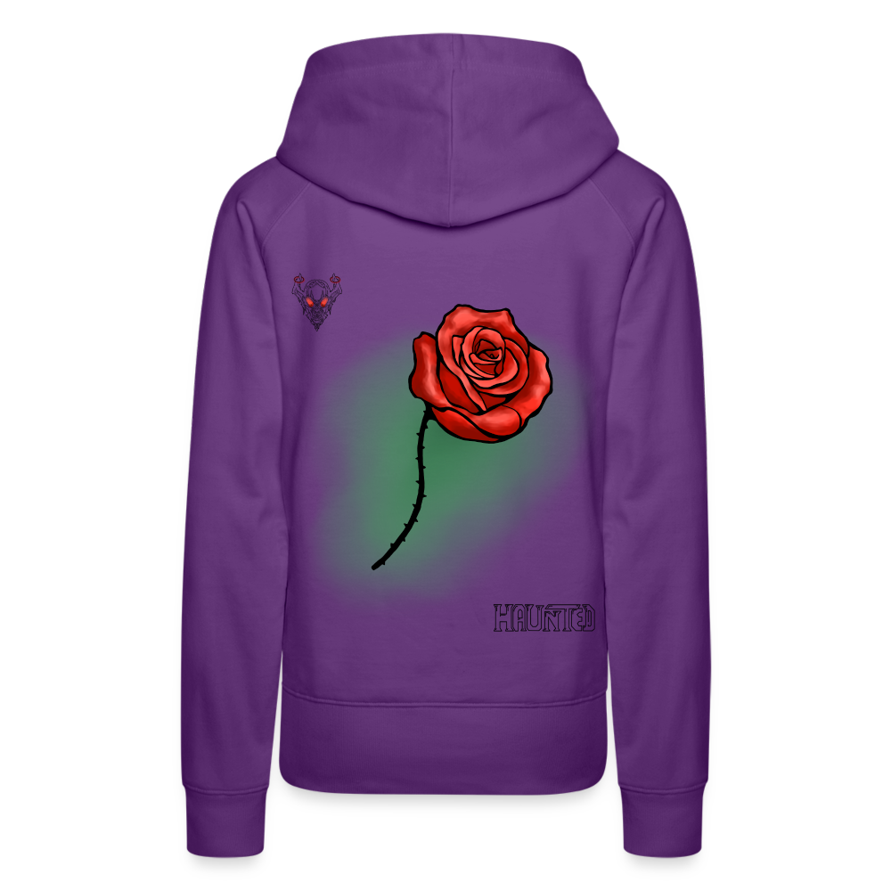 Woman Hoodie Rose on Green 1 - Purple