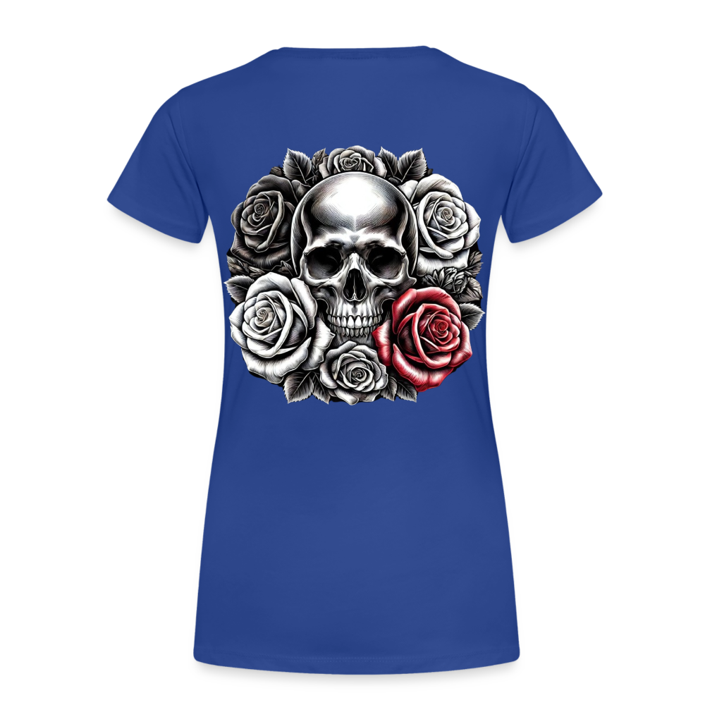 Women T-Shirt Skull Roses - Königsblau