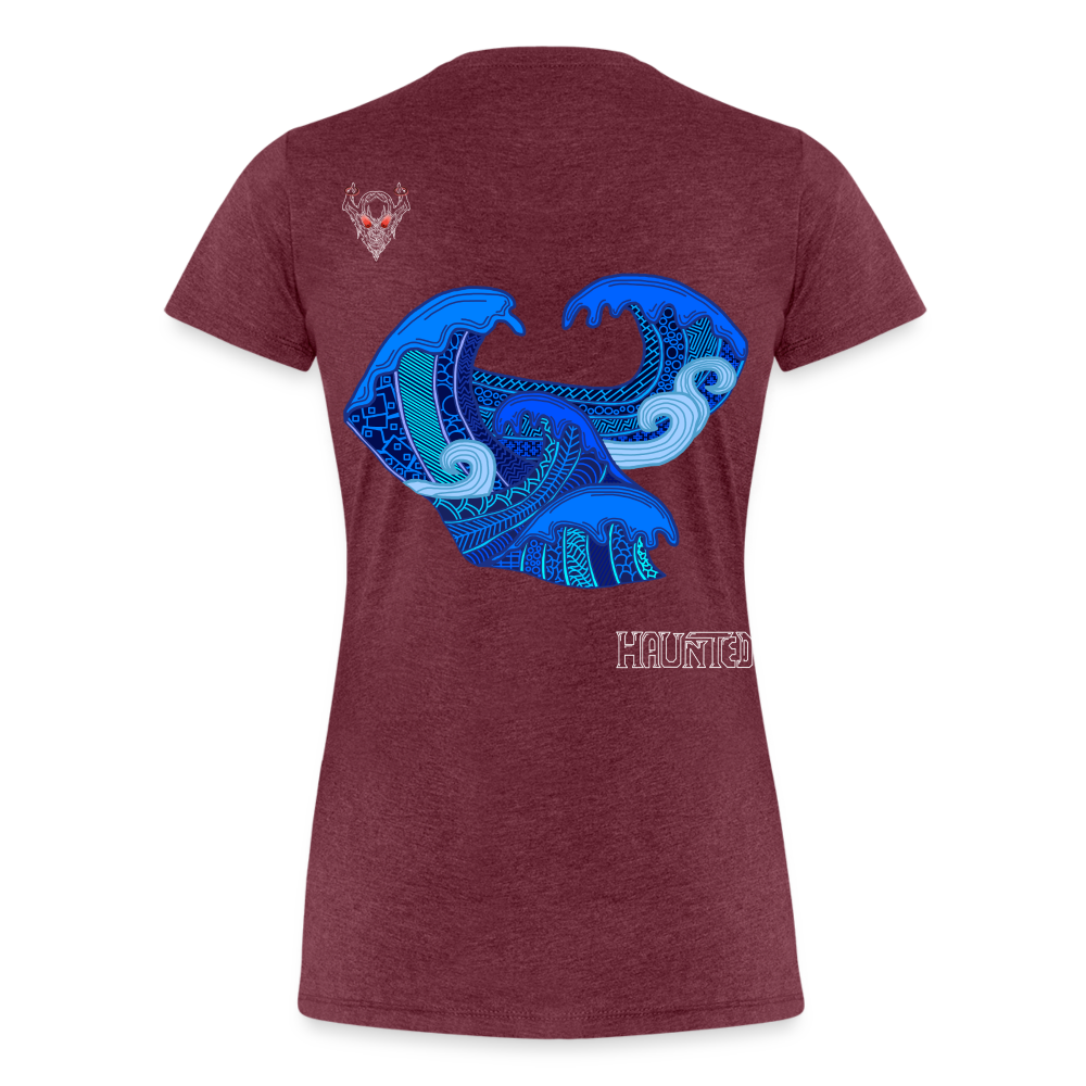Woman T-Shirt Waves Light - Bordeauxrot meliert