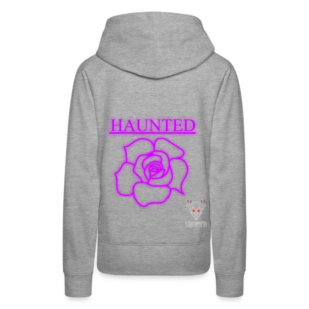 Women Hoodie Pink Neon Rose - Grau meliert