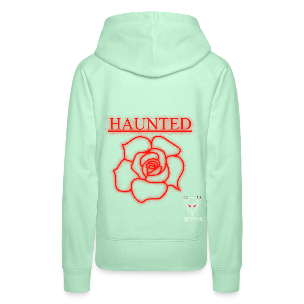 Women Hoodie Red Neon Rose - helles Mintgrün