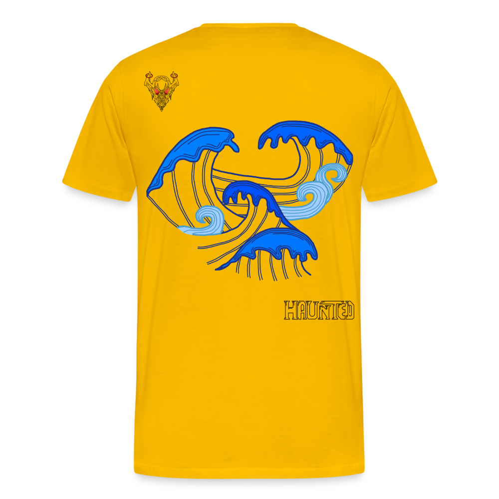 Man T-Shirt Waves clean Dark - Sonnengelb