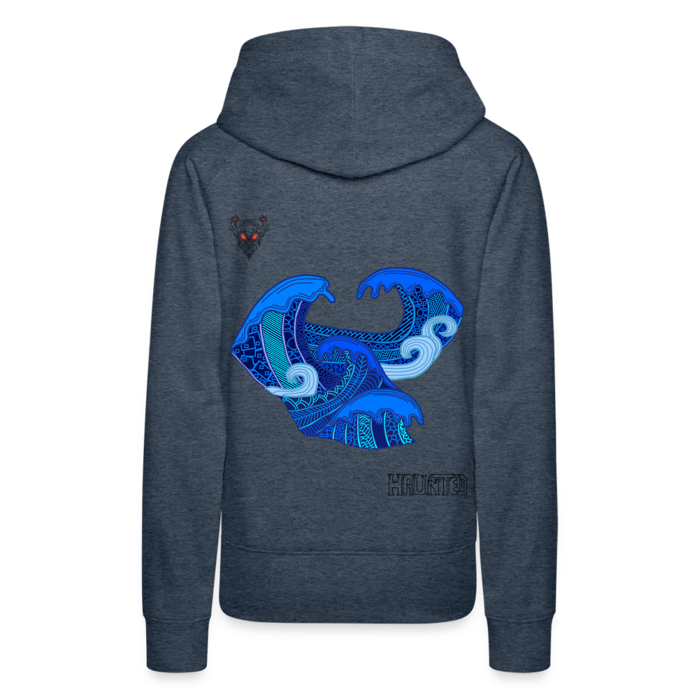 Woman Hoodie Waves Dark - Jeansblau