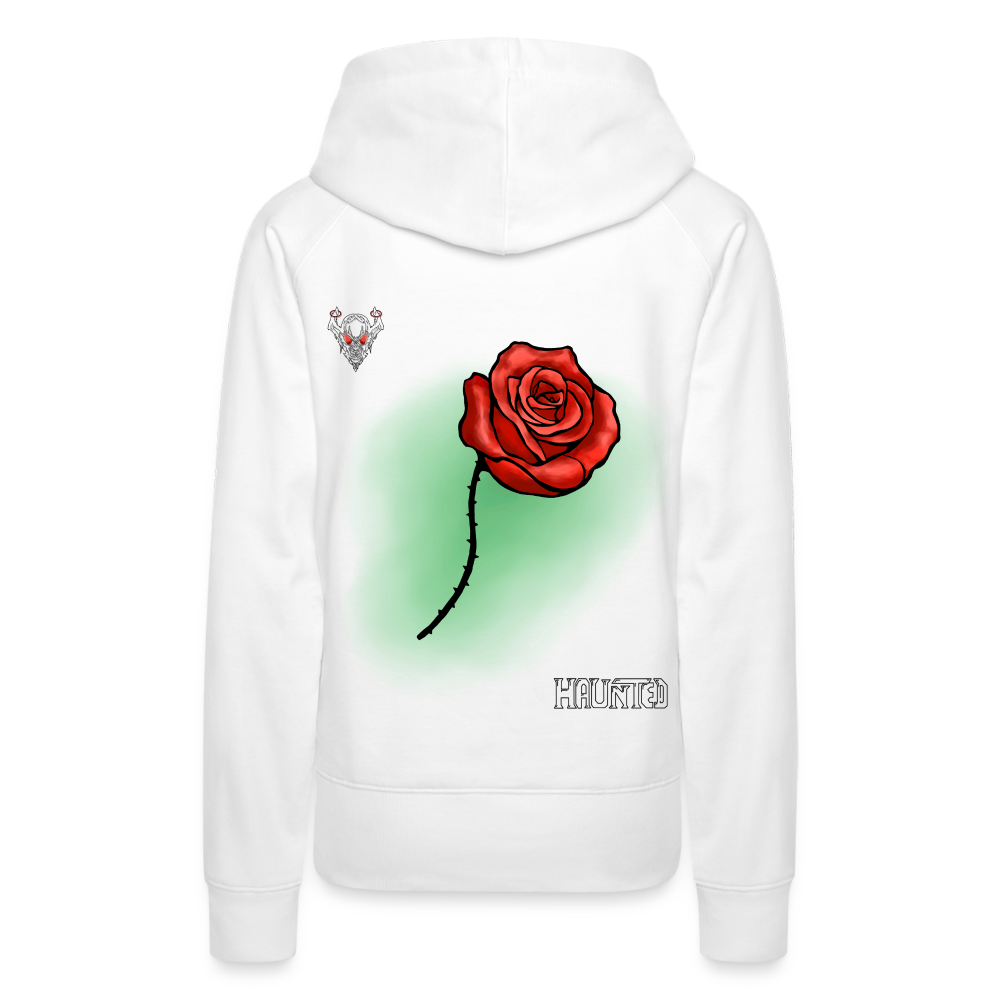 Woman Hoodie Rose on Green 1 - Weiß