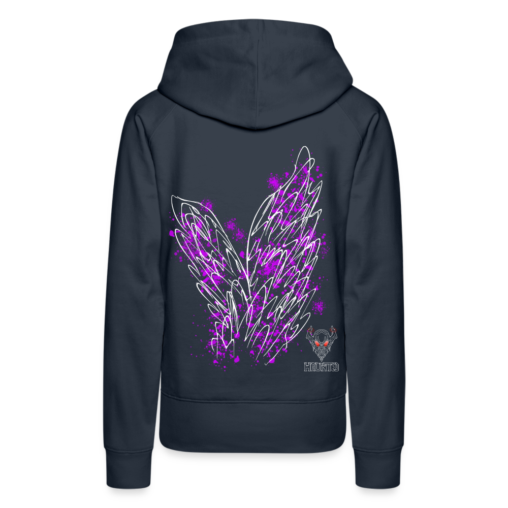 Women Hoodie Pink Wings - Navy