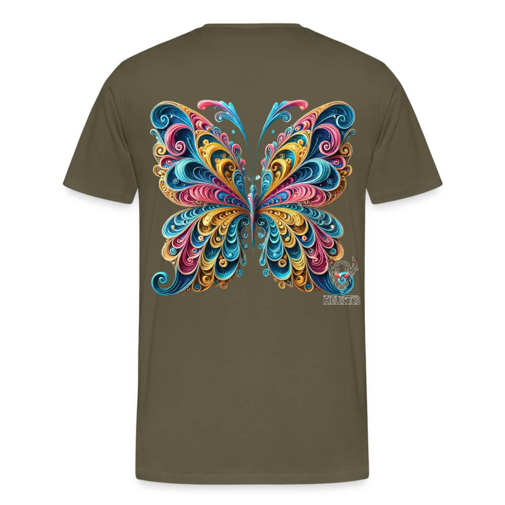 Men T-Shirt Whimsical Butterfly Harmony - Khaki