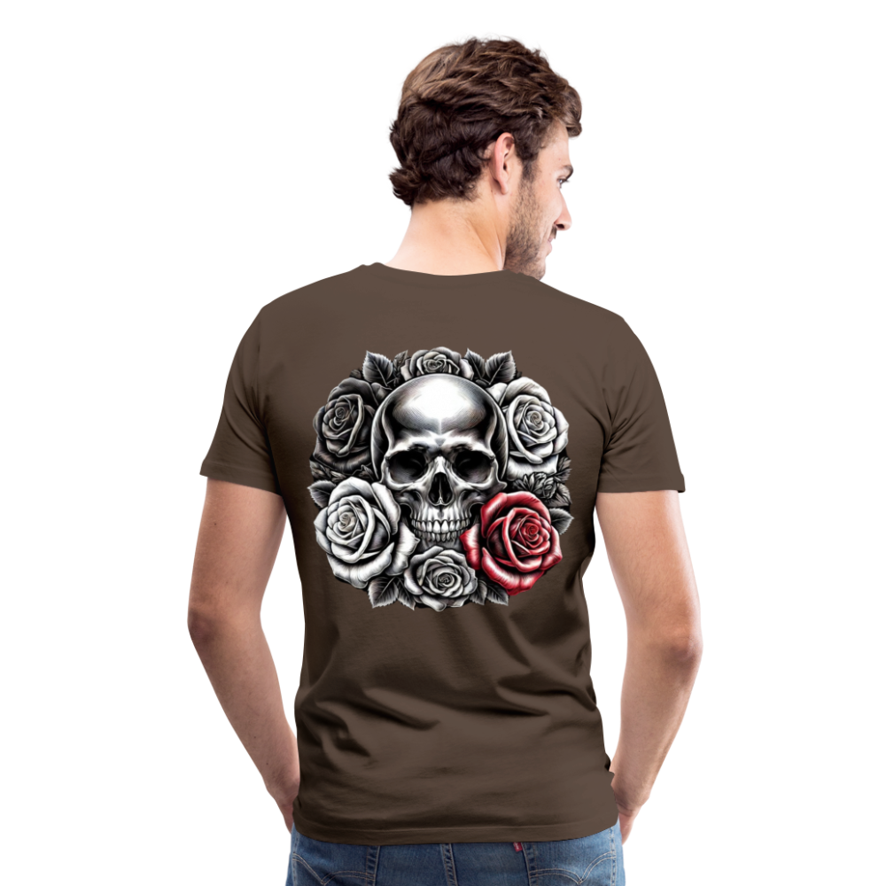 Men T-Shirt Skull Roses - Edelbraun
