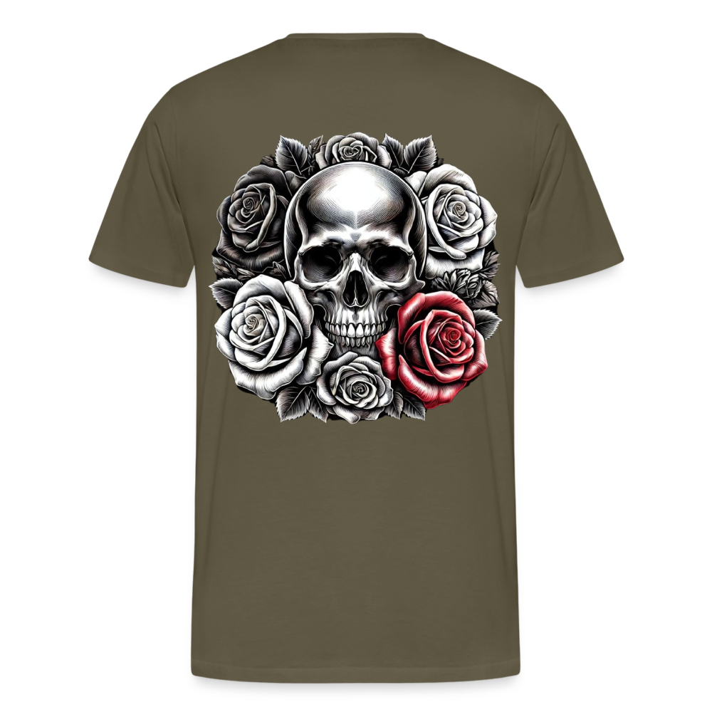 Men T-Shirt Skull Roses - Khaki