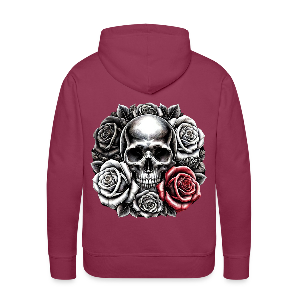Men Hoodie Skull Roses - Bordeaux