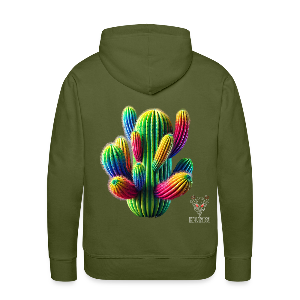 Men Hoodie "Prismatic Cactus Bloom" - Olivgrün